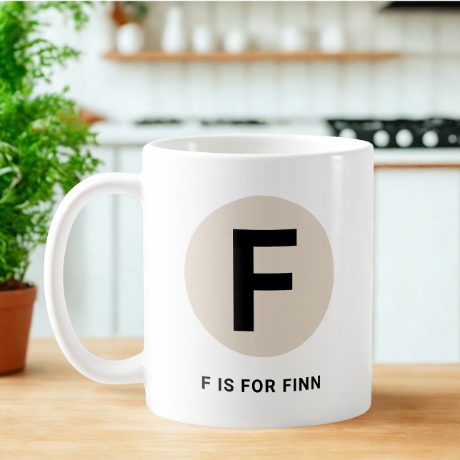 Caneca De Café Modern Initial Mug – “F is for [Name]” Design (Criador carregado)