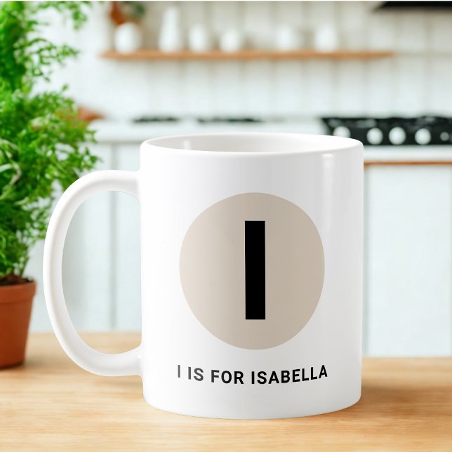 Caneca De Café Modern Initial Mug – “I is for [Name]” Design (Criador carregado)
