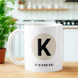 Caneca De Café Modern Initial Mug – “K is for [Name]” Design