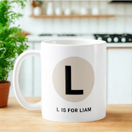 Caneca De Café Modern Initial Mug – “L is for [Name]” Design