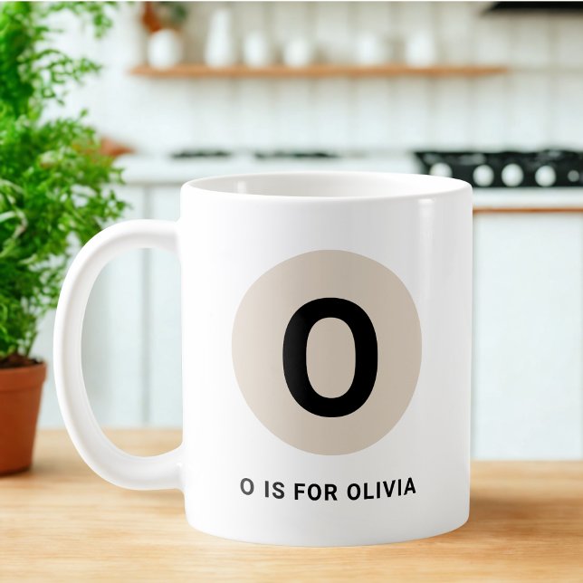 Caneca De Café Modern Initial Mug – “O is for [Name]” Design (Criador carregado)