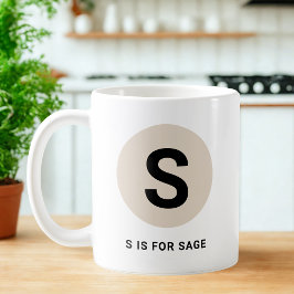 Caneca De Café Modern Initial Mug – “S is for [Name]” Design