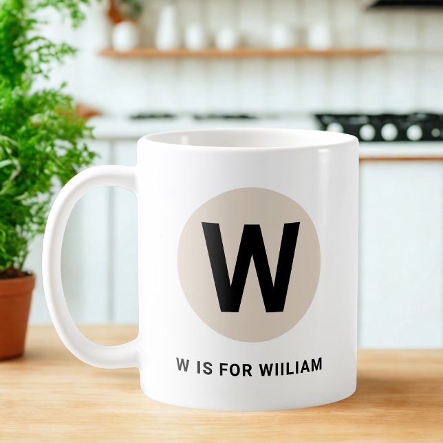 Caneca De Café Modern Initial Mug – “W is for [Name]” Design (Criador carregado)