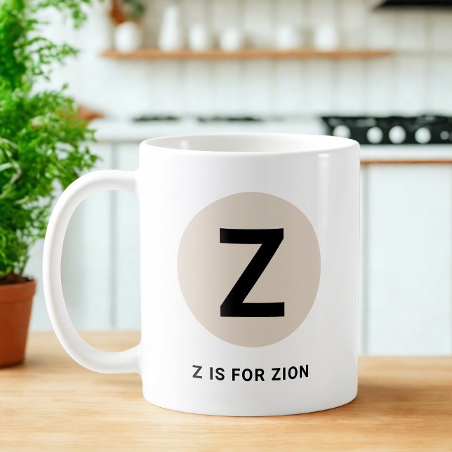 Caneca De Café Modern Initial Mug – “Z is for [Name]” Design (Criador carregado)