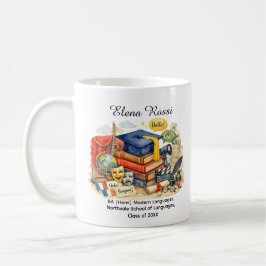 Caneca De Café 🎓Modern Languages GRAD Custom Name & Degree