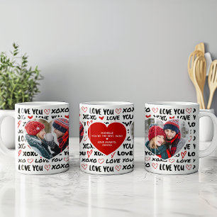 Caneca De Café Modern Love Você 2 Fotos do Coração & Mensagem Pes