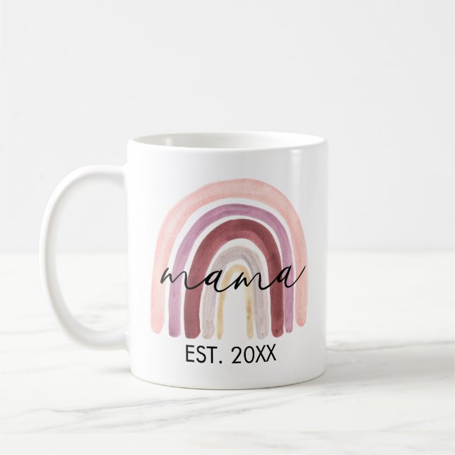 Caneca De Café Modern Mama Script Boho Rainbow Mug (Esquerda)