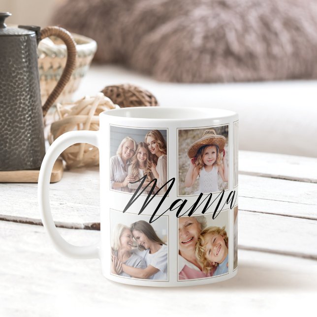 Caneca De Café Modern Mama Script | Colagem de Fotografias de Net (Criador carregado)
