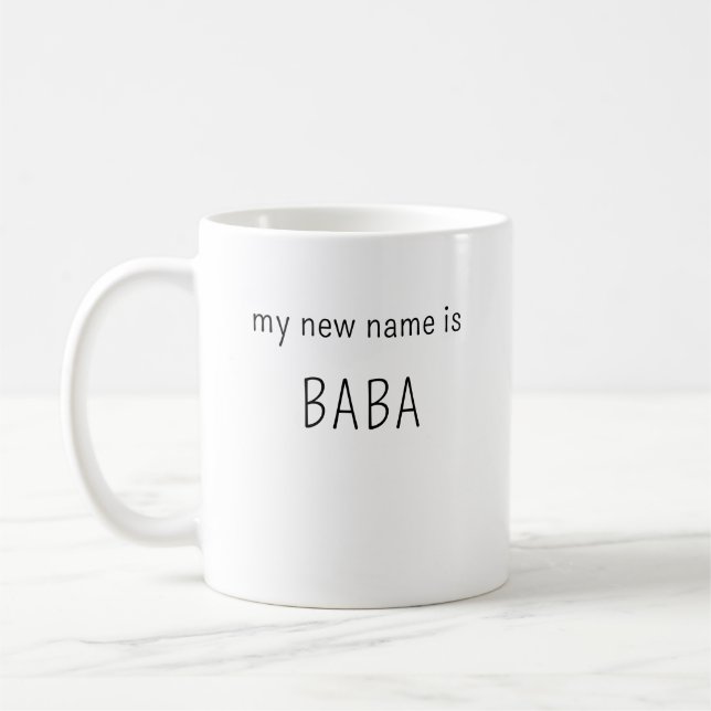 Caneca De Café Modern Meu novo nome é BaBa Papa mamãe presentes (Esquerda)