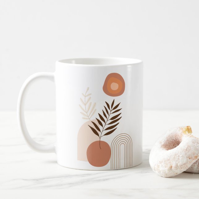 Caneca De Café Modern Minimal Botanical | Positive Vibes  (Com Donut)