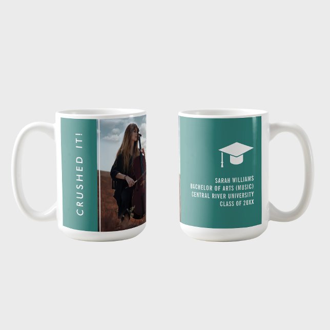 Caneca De Café Modern Minimal Elegant Sleek Photo Graduation Gift (Criador carregado)