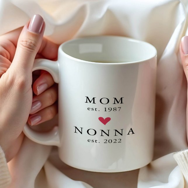 Caneca de Café Modern Mom | Nonna Ano de Est. (Criador carregado)