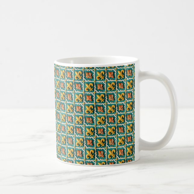 Caneca De Café Modern pattern in teal tones (Direita)