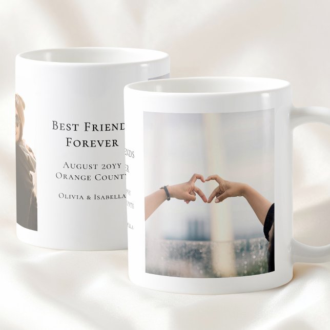 Caneca De Café Modern Personalized Best Friends Forever 2 Photo (Modern Personalized Best Friends Forever 2 Photo Coffee Mug)