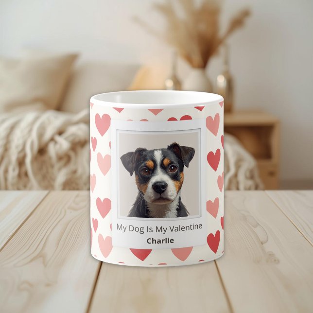 Caneca De Café Modern Personalized Dog Valentine Mug (Criador carregado)