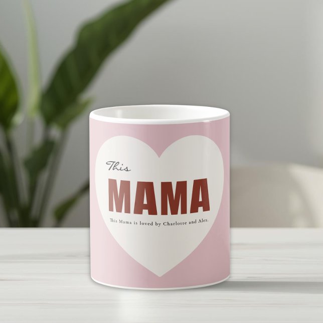 Caneca De Café Modern Personalized Mama Heart Mug (Criador carregado)