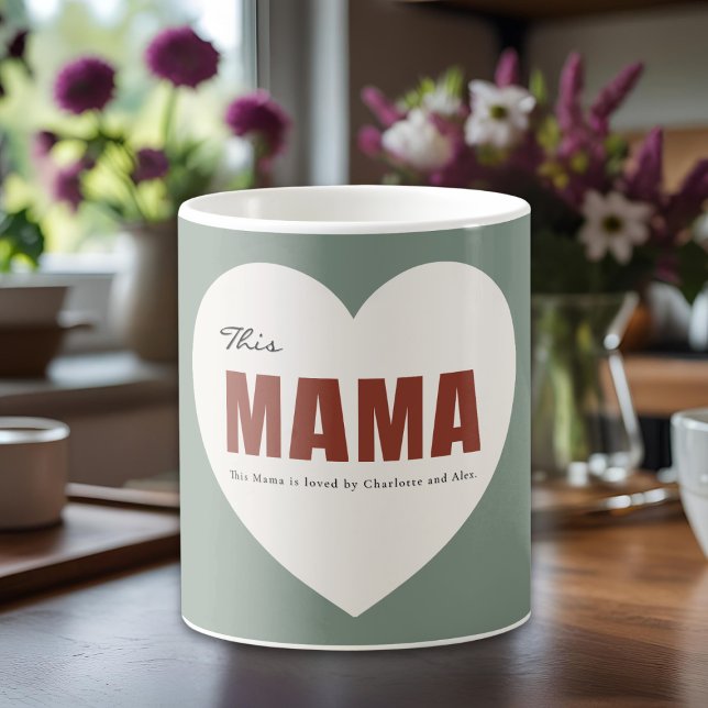 Caneca De Café Modern Personalized Mama Heart Mug (Criador carregado)