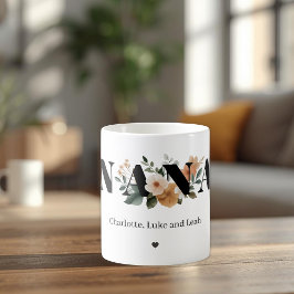 Caneca De Café Modern Personalized Nana Floral Gift