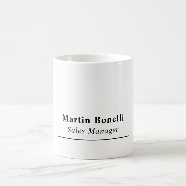 Caneca De Café Modern Professional Plain Black & White Name Title (Centro)