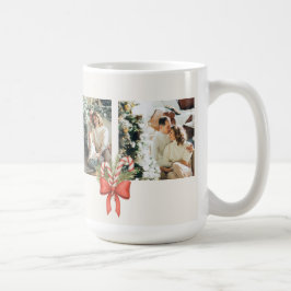 Caneca De Café Modern Three-Photo Holiday Family Collage