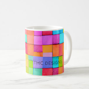 Caneca De Café Modern Watercolor Art NAME Colorida Bright