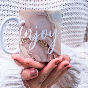 Caneca De Café Modern Watercolor Ouro Dusting Aproveite a beleza