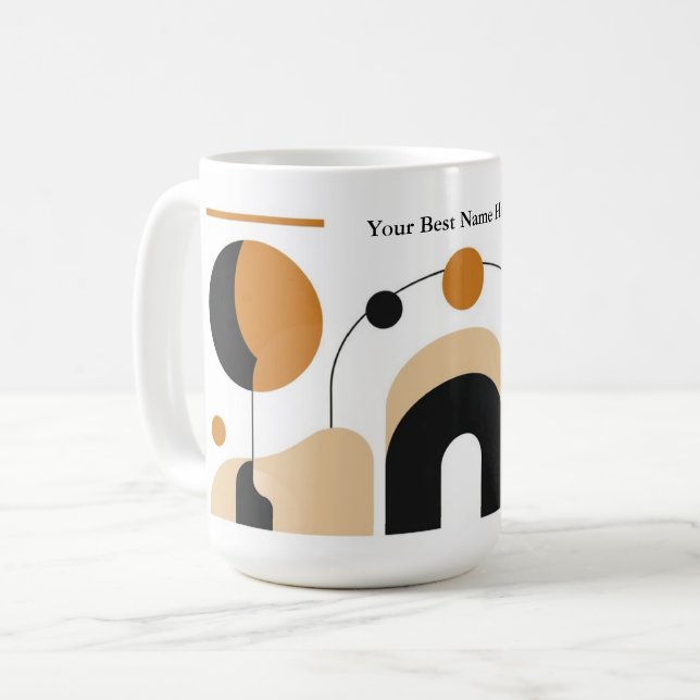 Caneca de Café Moderna Abstrata Retro Personalizad (Frente Esquerda)