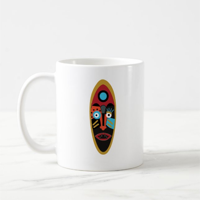 Caneca De Café Moderna arte de tatuagem facial abstrata colorida (Esquerda)
