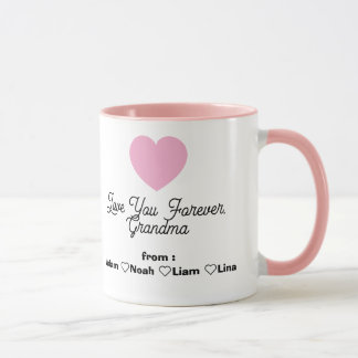Caneca de café moderna "Te amo Vovó" com 4 fotos 2
