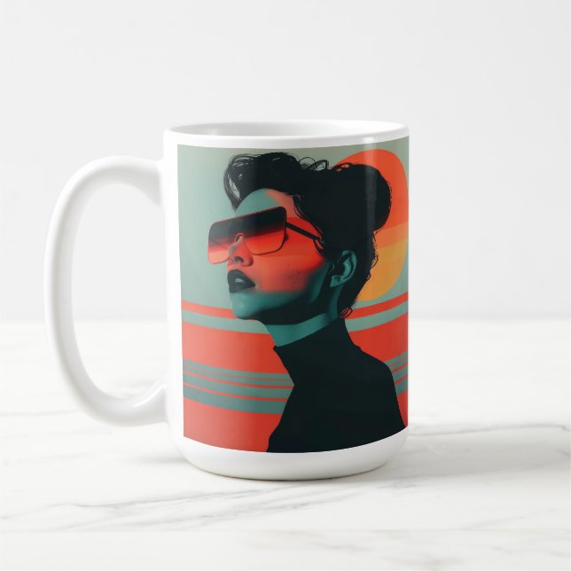 Caneca De Café Moderna Trendente Mulher Retrora Café Sunset Mug (Esquerda)