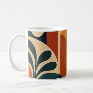 Caneca De Café Moderno Abstrato de Meados do Século, Sol e Arcos