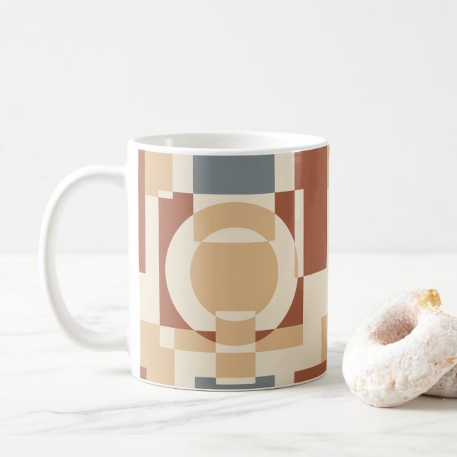 Caneca De Café Moderno Abstrato Geométrico de Meados do Século (Com Donut)