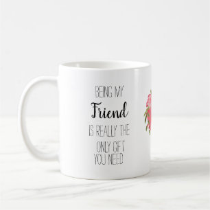Caneca De Café Moderno, amigo tipografia floral de diversão cardí