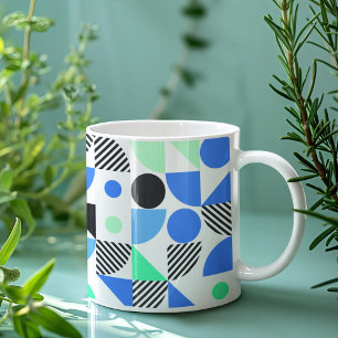 Caneca De Café Moderno Blue Mint Geométrico