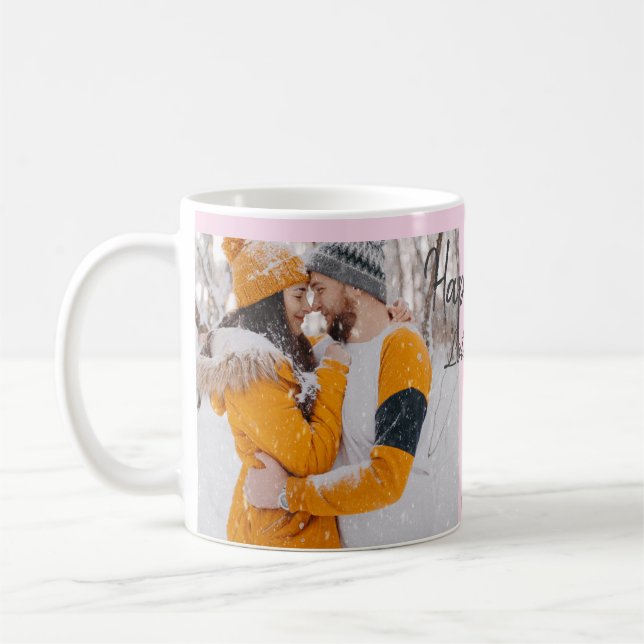 Caneca De Café Moderno Boho feliz aniversário adicione nome data  (Esquerda)