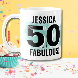 Caneca De Café Moderno Cinquenta Fabuloso Aniversário de 50 anos