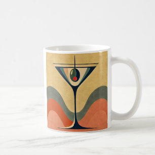 Caneca De Café Moderno de Meados do Século "onda de martini de az