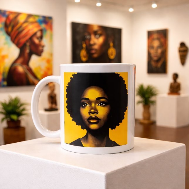 Caneca De Café Moderno Design Pop Art de Retrato Afro (Criador carregado)