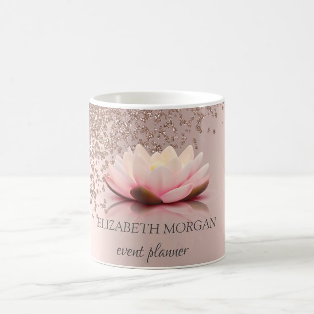 Caneca De Café Moderno Elegante Estiloso Rosa Dourado Diamantes L (Centro)