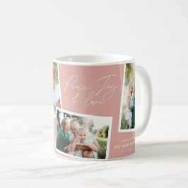 Caneca De Café Moderno elegante multifamília de fotos cor-de-rosa