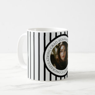 Caneca De Café Moderno elegante preto riscado parabéns pela forma