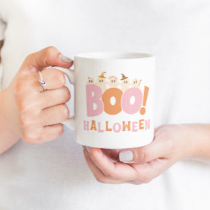 Caneca De Café Moderno Legal de Halloween de Boo Retro