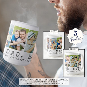 Caneca De Café Moderno MELHOR PAI DE TODOS 5 Fotos Personalizadas