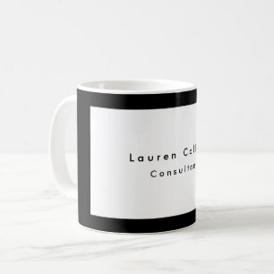 Caneca De Café Moderno Minimalista Branco Simples de Borda Negra
