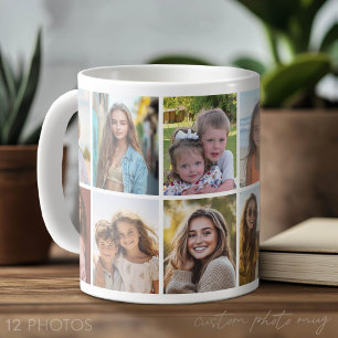 Caneca De Café Moderno, Mínimo Colagem de 12 Fotos com fundo bran