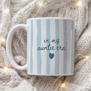 Caneca De Café Moderno "Na Minha Era de Tia" Listrado Azul Script