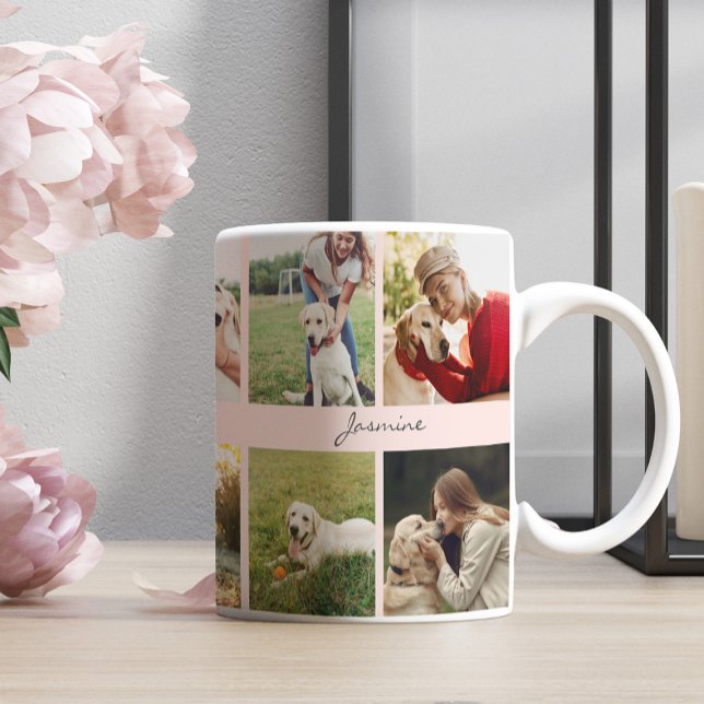 Caneca De Café Moderno Personalizado 10 Fotos Cachorro Esbranquiç (Criador carregado)