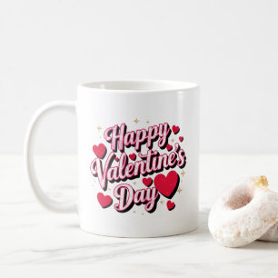 Caneca De Café Moderno Texto de Dia dos Namorados Feliz em Script