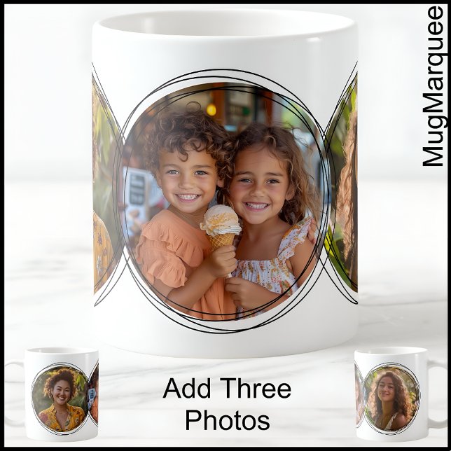 Caneca De Café Moderno Três Fotos Colagem Branca C00 Mãe Mãe (Criador carregado)
