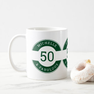 Caneca De Café Moderno Verde 50 e fabuloso Nome da Festa de Anive